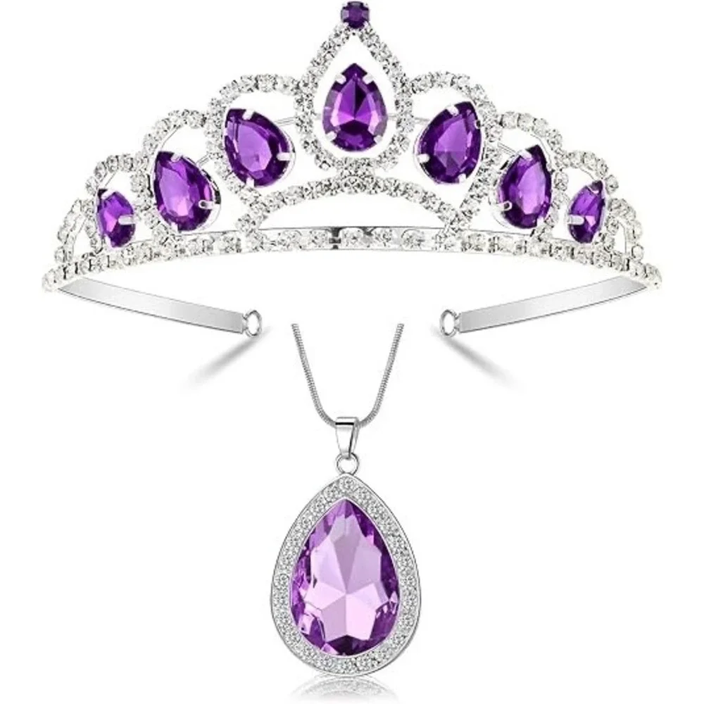 Multi-Theme Cartoon Princess Tiara & Necklace Jewelry Set